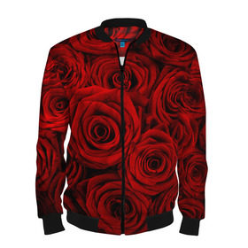 Мужской бомбер 3D с принтом Красные розы в Екатеринбурге, 100% полиэстер | застегивается на молнию, по бокам два кармана без застежек, по низу бомбера и на воротнике - эластичная резинка | букет | красный | розы | цветы