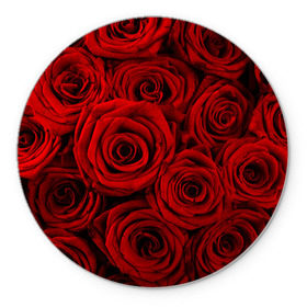 Коврик круглый с принтом Красные розы в Екатеринбурге, резина и полиэстер | круглая форма, изображение наносится на всю лицевую часть | Тематика изображения на принте: букет | красный | розы | цветы