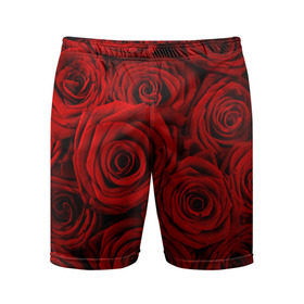Мужские шорты 3D спортивные с принтом Красные розы в Екатеринбурге,  |  | букет | красный | розы | цветы