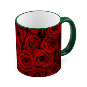 Кружка 3D с принтом Красные розы в Екатеринбурге, керамика | ёмкость 330 мл | букет | красный | розы | цветы