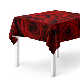Скатерть 3D с принтом Красные розы в Екатеринбурге, 100% полиэстер (ткань не мнется и не растягивается) | Размер: 150*150 см | букет | красный | розы | цветы