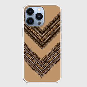 Чехол для iPhone 13 Pro с принтом Tribal V shape в Екатеринбурге,  |  | african | ethnic | tribal | африка | африканский | бежевый | трайбал | узор | черный | этно
