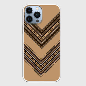 Чехол для iPhone 13 Pro Max с принтом Tribal V shape в Екатеринбурге,  |  | african | ethnic | tribal | африка | африканский | бежевый | трайбал | узор | черный | этно
