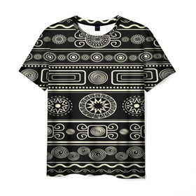 Мужская футболка 3D с принтом Африканский мотив в Екатеринбурге, 100% полиэфир | прямой крой, круглый вырез горловины, длина до линии бедер | kniting | pattern | вышивание | вышивка | зимний | колосок | одежда | рукоделие | текстуры | узоры | украшение | шитье | этнический