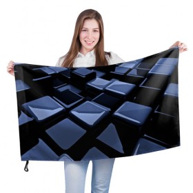 Флаг 3D с принтом Стильная абстракция в Екатеринбурге, 100% полиэстер | плотность ткани — 95 г/м2, размер — 67 х 109 см. Принт наносится с одной стороны | abstraction | geometry | абстракция | геометрия | кубики | кубы | фигуры