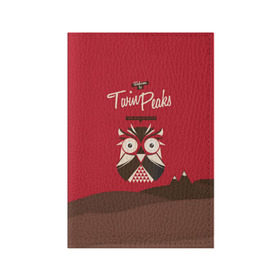 Обложка для паспорта матовая кожа с принтом Добро пожаловать в Twin Peaks в Екатеринбурге, натуральная матовая кожа | размер 19,3 х 13,7 см; прозрачные пластиковые крепления | дьявол | крафт | плакат | ретро | сова | твин пикс