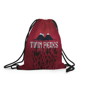 Рюкзак-мешок 3D с принтом Лес Twin Peaks в Екатеринбурге, 100% полиэстер | плотность ткани — 200 г/м2, размер — 35 х 45 см; лямки — толстые шнурки, застежка на шнуровке, без карманов и подкладки | горы | надпись | ретро | твин пикс
