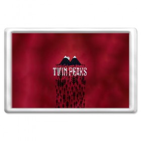 Магнит 45*70 с принтом Лес Twin Peaks в Екатеринбурге, Пластик | Размер: 78*52 мм; Размер печати: 70*45 | горы | надпись | ретро | твин пикс