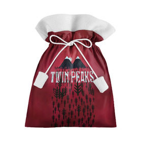 Подарочный 3D мешок с принтом Лес Twin Peaks в Екатеринбурге, 100% полиэстер | Размер: 29*39 см | горы | надпись | ретро | твин пикс