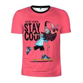 Мужская футболка 3D спортивная с принтом Stay cool в Екатеринбурге, 100% полиэстер с улучшенными характеристиками | приталенный силуэт, круглая горловина, широкие плечи, сужается к линии бедра | hipster | skateboard | sport