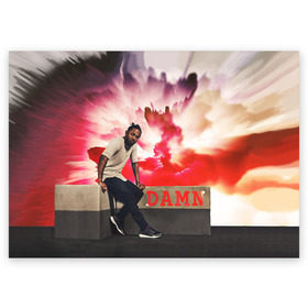 Поздравительная открытка с принтом DAMN. в Екатеринбурге, 100% бумага | плотность бумаги 280 г/м2, матовая, на обратной стороне линовка и место для марки
 | kendrick lamar | кендрик ламар | рэп. | хип хоп