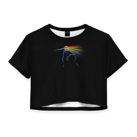 Женская футболка 3D укороченная с принтом Pink Floyd Cookie Monster в Екатеринбурге, 100% полиэстер | круглая горловина, длина футболки до линии талии, рукава с отворотами | монстр | печеньки | улица сезам