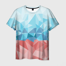 Мужская футболка 3D с принтом RUSSIA YAAY в Екатеринбурге, 100% полиэфир | прямой крой, круглый вырез горловины, длина до линии бедер | yaaydesign |   polygonal | полигоны | россия