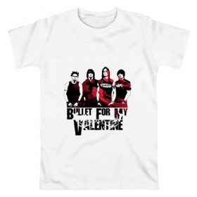 Мужская футболка хлопок с принтом Bullet For My Valentine в Екатеринбурге, 100% хлопок | прямой крой, круглый вырез горловины, длина до линии бедер, слегка спущенное плечо. | 