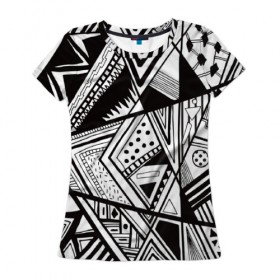 Женская футболка 3D с принтом Black and white (1) в Екатеринбурге, 100% полиэфир ( синтетическое хлопкоподобное полотно) | прямой крой, круглый вырез горловины, длина до линии бедер | 