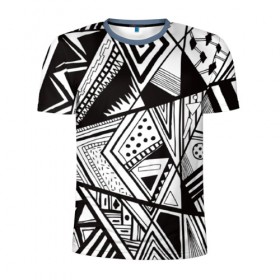 Мужская футболка 3D спортивная с принтом Black and white (1) в Екатеринбурге, 100% полиэстер с улучшенными характеристиками | приталенный силуэт, круглая горловина, широкие плечи, сужается к линии бедра | 