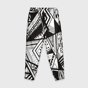 Детские брюки 3D с принтом Black and white (1) в Екатеринбурге, 100% полиэстер | манжеты по низу, эластичный пояс регулируется шнурком, по бокам два кармана без застежек, внутренняя часть кармана из мелкой сетки | 
