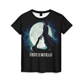 Женская футболка 3D с принтом Другой мир в Екатеринбурге, 100% полиэфир ( синтетическое хлопкоподобное полотно) | прямой крой, круглый вырез горловины, длина до линии бедер | fentezi | underworld | боевик | вампир | кино | киногерой | луна | ночь | оборотень | оружие | фэнтези