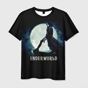 Мужская футболка 3D с принтом Другой мир в Екатеринбурге, 100% полиэфир | прямой крой, круглый вырез горловины, длина до линии бедер | fentezi | underworld | боевик | вампир | кино | киногерой | луна | ночь | оборотень | оружие | фэнтези