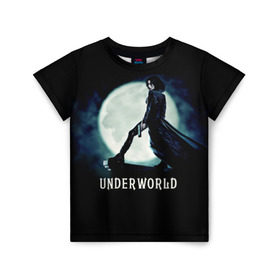 Детская футболка 3D с принтом Другой мир в Екатеринбурге, 100% гипоаллергенный полиэфир | прямой крой, круглый вырез горловины, длина до линии бедер, чуть спущенное плечо, ткань немного тянется | fentezi | underworld | боевик | вампир | кино | киногерой | луна | ночь | оборотень | оружие | фэнтези