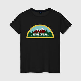 Женская футболка хлопок с принтом Twin Peaks Sheriff Department в Екатеринбурге, 100% хлопок | прямой крой, круглый вырез горловины, длина до линии бедер, слегка спущенное плечо | twin peaks | дейл купер | купер | сериал | твин пикс
