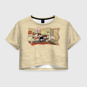Женская футболка 3D укороченная с принтом The Loud House в Екатеринбурге, 100% полиэстер | круглая горловина, длина футболки до линии талии, рукава с отворотами | the loud house | линкольн лауд | мой шумный дом | мультсериал | мультфильм