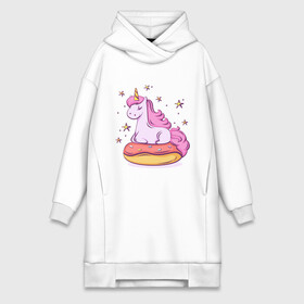 Платье-худи хлопок с принтом Единорог в Екатеринбурге,  |  | donut | pink | star | unicorn | единорог | звезды | конь | милота | пончик | сказка