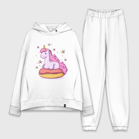 Женский костюм хлопок Oversize с принтом Единорог в Екатеринбурге,  |  | donut | pink | star | unicorn | единорог | звезды | конь | милота | пончик | сказка