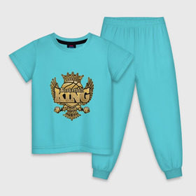 Детская пижама хлопок с принтом Король баскетбола в Екатеринбурге, 100% хлопок |  брюки и футболка прямого кроя, без карманов, на брюках мягкая резинка на поясе и по низу штанин
 | basketball | king | lebron james | nba | sport | баскетбол | баскетболист | король | корона | нба | орел | спорт