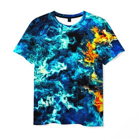 Мужская футболка 3D с принтом Frozen abstraction в Екатеринбурге, 100% полиэфир | прямой крой, круглый вырез горловины, длина до линии бедер | 3d | абстракция | волны | другие | краска | линии | оптические | полосы | прикольные | разводы | узоры | фрактал | цветные | яркие