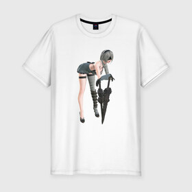 Мужская футболка премиум с принтом Nier automata в Екатеринбурге, 92% хлопок, 8% лайкра | приталенный силуэт, круглый вырез ворота, длина до линии бедра, короткий рукав | 