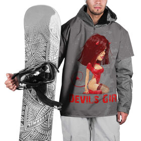 Накидка на куртку 3D с принтом Devils Girl в Екатеринбурге, 100% полиэстер |  | Тематика изображения на принте: devils girl |   дьявол | грешница | люцифер | сатана