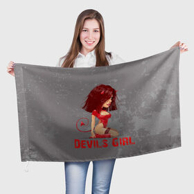 Флаг 3D с принтом Devils Girl в Екатеринбурге, 100% полиэстер | плотность ткани — 95 г/м2, размер — 67 х 109 см. Принт наносится с одной стороны | Тематика изображения на принте: devils girl |   дьявол | грешница | люцифер | сатана