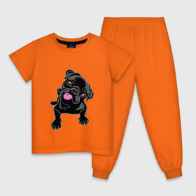 Детская пижама хлопок с принтом Забавный мопсик в Екатеринбурге, 100% хлопок |  брюки и футболка прямого кроя, без карманов, на брюках мягкая резинка на поясе и по низу штанин
 | animal | dog | pet | pug | puppy | арт | животные | милые | мопс | пес | собаки | французский бульдог