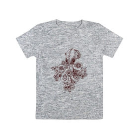Детская футболка хлопок с принтом Steampunk octopus в Екатеринбурге, 100% хлопок | круглый вырез горловины, полуприлегающий силуэт, длина до линии бедер | gear | octopus | sea | steampunk | арт | осьминог | стимпанк | шестеренка