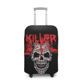 Чехол для чемодана 3D с принтом Killer в Екатеринбурге, 86% полиэфир, 14% спандекс | двустороннее нанесение принта, прорези для ручек и колес | blood | dead | death | drops | fear | halloween | happy | holiday | killer | red | skull | splashes | брызги | капли | красный | кровь | мертвый | праздник | счастливый | хэллоуин | череп