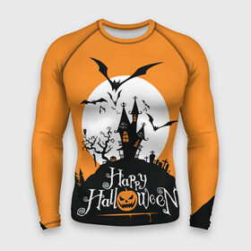 Мужской рашгард 3D с принтом Happy Halloween в Екатеринбурге,  |  | cemetery | corpse | flying | forest | gallows | halloween | happy | holiday | house | mice | moon | night | owl | pumpkin | silhouette | tree | виселица | дерево | дом | кладбище | ле | летучие | луна | мертвец | мыши | ночь | праздник | силуэт | сова | с