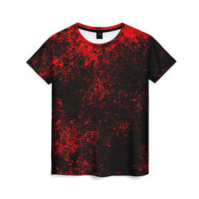 Женская футболка 3D с принтом Брызги красок(red style) в Екатеринбурге, 100% полиэфир ( синтетическое хлопкоподобное полотно) | прямой крой, круглый вырез горловины, длина до линии бедер | abstraction | color | paint | spray | tie dye | абстракция | брызги красок | всплеск красок | капли красок | текстуры