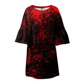 Детское платье 3D с принтом Брызги красок(red style) в Екатеринбурге, 100% полиэстер | прямой силуэт, чуть расширенный к низу. Круглая горловина, на рукавах — воланы | abstraction | color | paint | spray | tie dye | абстракция | брызги красок | всплеск красок | капли красок | текстуры