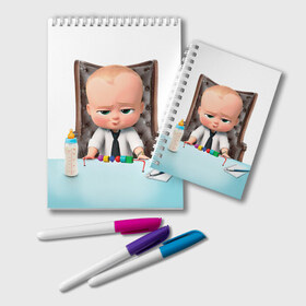 Блокнот с принтом Boss Baby в Екатеринбурге, 100% бумага | 48 листов, плотность листов — 60 г/м2, плотность картонной обложки — 250 г/м2. Листы скреплены удобной пружинной спиралью. Цвет линий — светло-серый
 | boss baby | босс | молокосос | мультфильмы