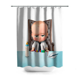Штора 3D для ванной с принтом Boss Baby в Екатеринбурге, 100% полиэстер | плотность материала — 100 г/м2. Стандартный размер — 146 см х 180 см. По верхнему краю — пластиковые люверсы для креплений. В комплекте 10 пластиковых колец | boss baby | босс | молокосос | мультфильмы