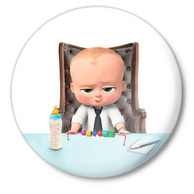 Значок с принтом Boss Baby в Екатеринбурге,  металл | круглая форма, металлическая застежка в виде булавки | boss baby | босс | молокосос | мультфильмы