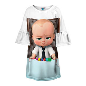Детское платье 3D с принтом Boss Baby в Екатеринбурге, 100% полиэстер | прямой силуэт, чуть расширенный к низу. Круглая горловина, на рукавах — воланы | boss baby | босс | молокосос | мультфильмы