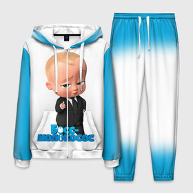 Мужской костюм 3D с принтом Boss Baby в Екатеринбурге, 100% полиэстер | Манжеты и пояс оформлены тканевой резинкой, двухслойный капюшон со шнурком для регулировки, карманы спереди | Тематика изображения на принте: boss baby | босс | молокосос | мультфильмы