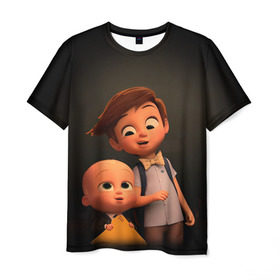 Мужская футболка 3D с принтом Boss Baby в Екатеринбурге, 100% полиэфир | прямой крой, круглый вырез горловины, длина до линии бедер | Тематика изображения на принте: boss baby | босс | молокосос | мультфильмы