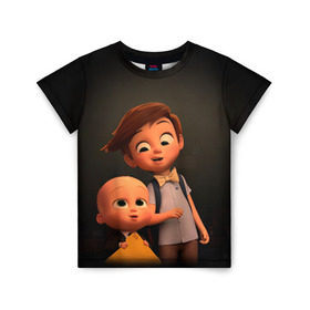Детская футболка 3D с принтом Boss Baby в Екатеринбурге, 100% гипоаллергенный полиэфир | прямой крой, круглый вырез горловины, длина до линии бедер, чуть спущенное плечо, ткань немного тянется | boss baby | босс | молокосос | мультфильмы