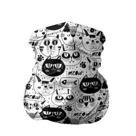Бандана-труба 3D с принтом Кошачий принт в Екатеринбурге, 100% полиэстер, ткань с особыми свойствами — Activecool | плотность 150‒180 г/м2; хорошо тянется, но сохраняет форму | белый | кот | котенок | котик | котики | коты | котята | кошечка | кошечки | кошка | мелкий | текстура | узор | черный