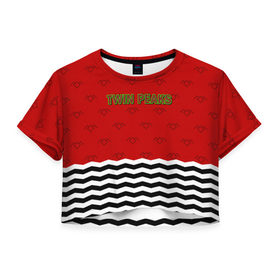 Женская футболка 3D укороченная с принтом Twin Peaks Red Room в Екатеринбурге, 100% полиэстер | круглая горловина, длина футболки до линии талии, рукава с отворотами | red room | twin peaks | красная комната | купер | сериалы | твин пикс