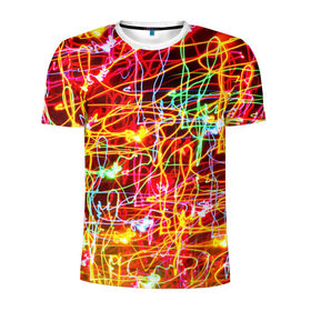 Мужская футболка 3D спортивная с принтом Light creative в Екатеринбурге, 100% полиэстер с улучшенными характеристиками | приталенный силуэт, круглая горловина, широкие плечи, сужается к линии бедра | abstract | colorful | electric | energy | light | абстракция | вет | цвет | электрик | энергия