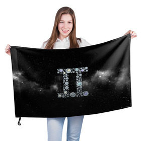 Флаг 3D с принтом Бдизнецы в Екатеринбурге, 100% полиэстер | плотность ткани — 95 г/м2, размер — 67 х 109 см. Принт наносится с одной стороны | близнецы | звезды | знаки зодиака | космос | созвездие